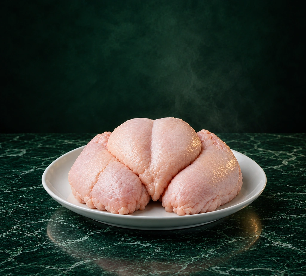 Frozen whole boneless chicken (shawarma cut), skin-on, butterfly open